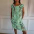 Damen Blätter Ärmellos Sommer Taschennähen Kleid Rundhals Täglich Lässig Mini Passen & Flare Kleid A-Linien-Kleid
