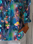 Damen Geblümt Dreiviertelärmel Bluse Frühling/Herbst Print Hemdkragen Täglich Lässig Oberteile
