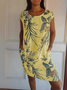 Damen Blätter Ärmellos Sommer Taschennähen Kleid Rundhals Täglich Lässig Mini Passen & Flare Kleid A-Linien-Kleid