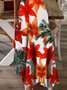 Damen Geblümt Ärmellos Sommer Print Kleid V-Ausschnitt Täglich Lässig Maxikleid Unterhose Kleid X-Linie Kleid