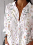 Damen Geblümt Dreiviertelärmel Bluse Frühling/Herbst Print Hemdkragen Täglich Lässig Oberteile