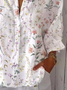 Damen Geblümt Dreiviertelärmel Bluse Frühling/Herbst Print Hemdkragen Täglich Lässig Oberteile