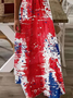 Damen Tag der Unabhängigkeit (Flagge) Ärmellos Sommer Print Kleid V-Ausschnitt Täglich Lässig Maxikleid Unterhose Kleid X-Linie Kleid