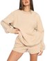 Damen Unifarben Zweiteiliges Set Täglich Langarm Lässig Frühling/Herbst Bluse mit Hose Matching Set