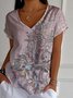 Damen Paisley Kurzarm T-Shirts T-Shirt V-Ausschnitt Lässig Sommer Oberteile