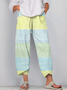 Damen Gestreift Caprihosen Hose Lässig Sommer Hose