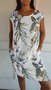 Damen Blätter Ärmellos Sommer Taschennähen Kleid Rundhals Täglich Lässig Mini Passen & Flare Kleid A-Linien-Kleid