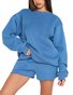 Damen Unifarben Zweiteiliges Set Täglich Langarm Lässig Frühling/Herbst Bluse mit Hose Matching Set