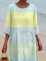 Damen Gestreift Halbarm Sommer Print Kleid Rundhals Täglich Lässig Maxikleid H-Linie Kleid
