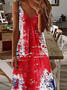 Damen Tag der Unabhängigkeit (Flagge) Ärmellos Sommer Print Kleid V-Ausschnitt Täglich Lässig Maxikleid Unterhose Kleid X-Linie Kleid