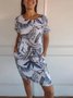 Damen Blätter Ärmellos Sommer Taschennähen Kleid Rundhals Täglich Lässig Mini Passen & Flare Kleid A-Linien-Kleid
