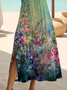 Damen Geblümt Kurzarm Sommer Print Kleid Rundhals Täglich Lässig Maxikleid Passen & Flare Kleid A-Linien-Kleid