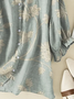 Damen Geblümt Kurzarm Bluse Sommer Print Schalkragen Täglich Lässig Oberteile