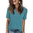 Damen Unifarben Kurzarm T-Shirts T-Shirt V-Ausschnitt Lässig Sommer Oberteile