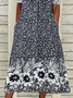 Damen Geblümt Kurzarm Sommer Print Kleid Rundhals Täglich Lässig Maxikleid Etuikleid H-Linie Kleid