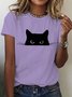 Damen Tier Kurzarm T-Shirts T-Shirt Rundhals Lässig Sommer Oberteile