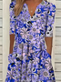 Damen Geblümt Kurzarm Sommer Print Kleid V-Ausschnitt Täglich Lässig Maxikleid Passen & Flare Kleid H-Linie Kleid