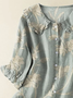 Damen Geblümt Kurzarm Bluse Sommer Print Schalkragen Täglich Lässig Oberteile