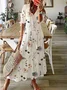 Damen Geometrisch Halbarm Sommer Kleid V-Ausschnitt Täglich Lässig Maxikleid Blusenkleid A-Linien-Kleid