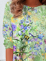 Damen Geblümt Langarm T-Shirts T-Shirt Rundhals Print Lässig Frühling/Herbst T-Shirt mit Grafik Oberteile