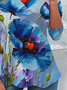 Damen Geblümt Langarm T-Shirts T-Shirt Rundhals Print Lässig Frühling/Herbst T-Shirt mit Grafik Oberteile