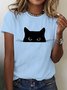 Damen Tier Kurzarm T-Shirts T-Shirt Rundhals Lässig Sommer Oberteile