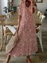 Damen Geometrisch Halbarm Sommer Kleid V-Ausschnitt Täglich Lässig Maxikleid Blusenkleid A-Linien-Kleid