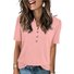Damen Unifarben Kurzarm T-Shirts T-Shirt V-Ausschnitt Lässig Sommer Oberteile
