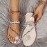 Große Größen Damen Schuhspitze Pantolette Sommer Neu europäisch und amerikanisch Damen Strand Pantolette Strass Blume Flach Pantoletten