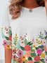 Damen Geblümt Langarm T-Shirts T-Shirt Rundhals Print Lässig Frühling/Herbst T-Shirt mit Grafik Oberteile