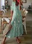 Damen Geometrisch Halbarm Sommer Kleid V-Ausschnitt Täglich Lässig Maxikleid Blusenkleid A-Linien-Kleid