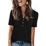 Damen Unifarben Kurzarm T-Shirts T-Shirt V-Ausschnitt Lässig Sommer Oberteile