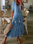 Damen Geometrisch Halbarm Sommer Kleid V-Ausschnitt Täglich Lässig Maxikleid Blusenkleid A-Linien-Kleid