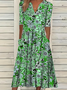 Damen Geblümt Kurzarm Sommer Print Kleid V-Ausschnitt Täglich Lässig Maxikleid Passen & Flare Kleid H-Linie Kleid