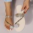 Große Größen Damen Schuhspitze Pantolette Sommer Neu europäisch und amerikanisch Damen Strand Pantolette Strass Blume Flach Pantoletten