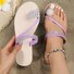 Große Größen Damen Schuhspitze Pantolette Sommer Neu europäisch und amerikanisch Damen Strand Pantolette Strass Blume Flach Pantoletten