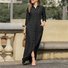 Damen Unifarben Langarm Frühling/Herbst Kleid Stehkragen Täglich Lässig Maxikleid Blusenkleid H-Linie Kleid