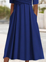 Damen Unifarben Kurzarm Sommer Print Kleid V-Ausschnitt Täglich Lässig Maxikleid A-Linien-Kleid