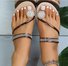 Große Größen Damen Schuhspitze Pantolette Sommer Neu europäisch und amerikanisch Damen Strand Pantolette Strass Blume Flach Pantoletten