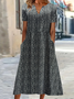 Damen Leopard Kurzarm Sommer Print Kleid V-Ausschnitt Täglich Lässig Maxikleid Passen & Flare Kleid H-Linie Kleid
