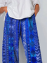 Damen Geometrisch Caprihosen Hose Lässig Sommer Hose