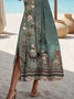 Damen Geblümt Kurzarm Sommer Print Kleid Rundhals Täglich Lässig Maxikleid Passen & Flare Kleid A-Linien-Kleid