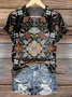 Damen Geblümt Kurzarm T-Shirts T-Shirt V-Ausschnitt Lässig Sommer T-Shirt mit Grafik Oberteile