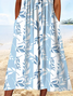 Damen Geblümt Kurzarm Sommer Print Kleid Rundhals Täglich Lässig Maxikleid Etuikleid H-Linie Kleid