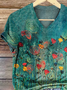 Damen Geblümt Kurzarm T-Shirts T-Shirt V-Ausschnitt Print Lässig Sommer T-Shirt mit Grafik Oberteile