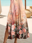 Damen Geblümt Kurzarm Sommer Print Kleid Rundhals Täglich Lässig Maxikleid Passen & Flare Kleid A-Linien-Kleid