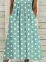 Damen Polka Dots Kurzarm Sommer Print Kleid Rundhals Täglich Lässig Maxikleid Etuikleid H-Linie Kleid