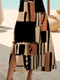 Damen Geometrisch Kurzarm Sommer Print Kleid Rundhals Täglich Lässig Maxikleid Passen & Flare Kleid A-Linien-Kleid