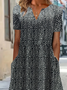 Damen Leopard Kurzarm Sommer Print Kleid V-Ausschnitt Täglich Lässig Maxikleid Passen & Flare Kleid H-Linie Kleid