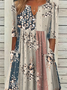 Damen Geblümt Kurzarm Sommer Print Kleid V-Ausschnitt Täglich Lässig Maxikleid Passen & Flare Kleid H-Linie Kleid